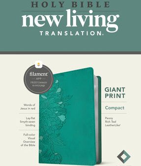 NLT Compact Giant Print Bible, Filament Enabled (Leatherlike, Peony Rich Teal, Red Letter) Cheap